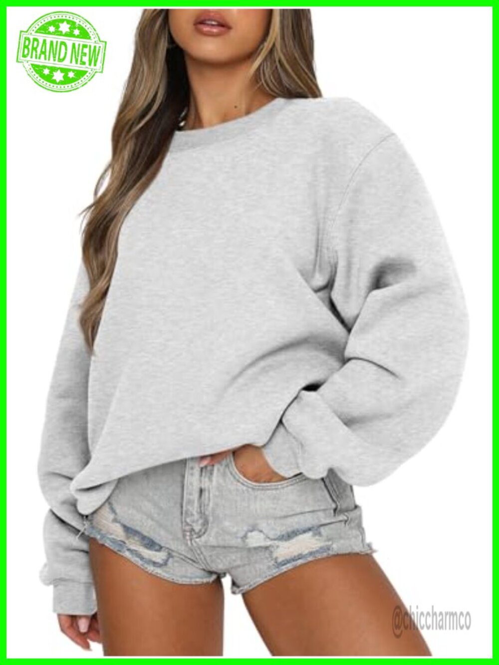 Oversized Crewneck Sweatshirt Loose Fit Long Sleeve Casual Pullover